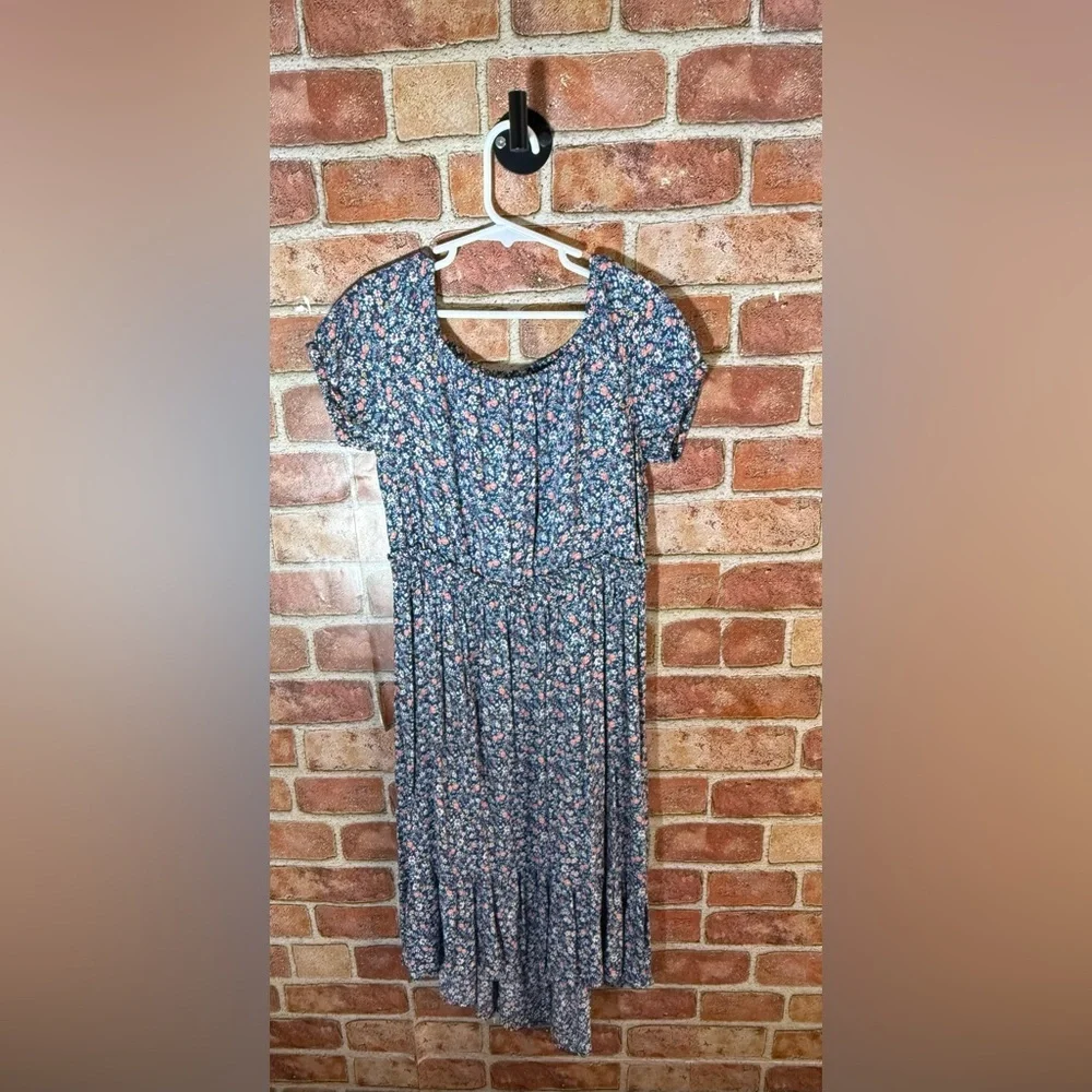 OshKosh B'gosh Navy Floral Casual Girls Dress with Pink and White Flowers